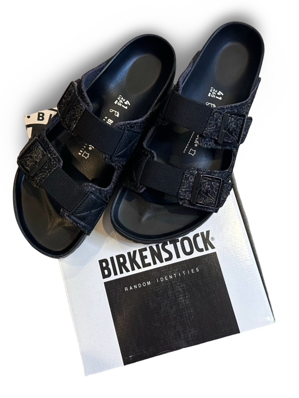 IN BOX-  BIRKENSTOCK 1774 x Random Identities - Arizona Brocade textile in black